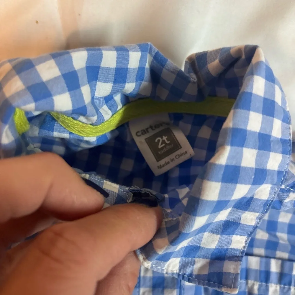 Set of 4 Kids Plaid Button-Down Shirts - Blue, Yellow, Purple, Tan 2T